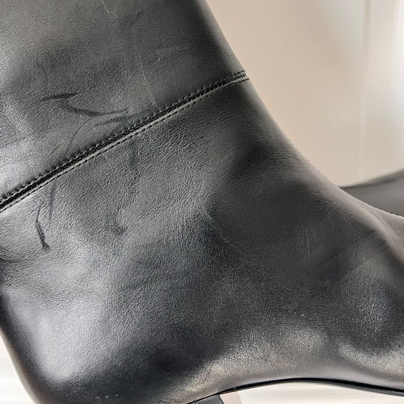Zara Women's Black Leather Block Heel Pointed Toe High Boots US 7.5 Sz 38 $179 - Picture 12 of 13